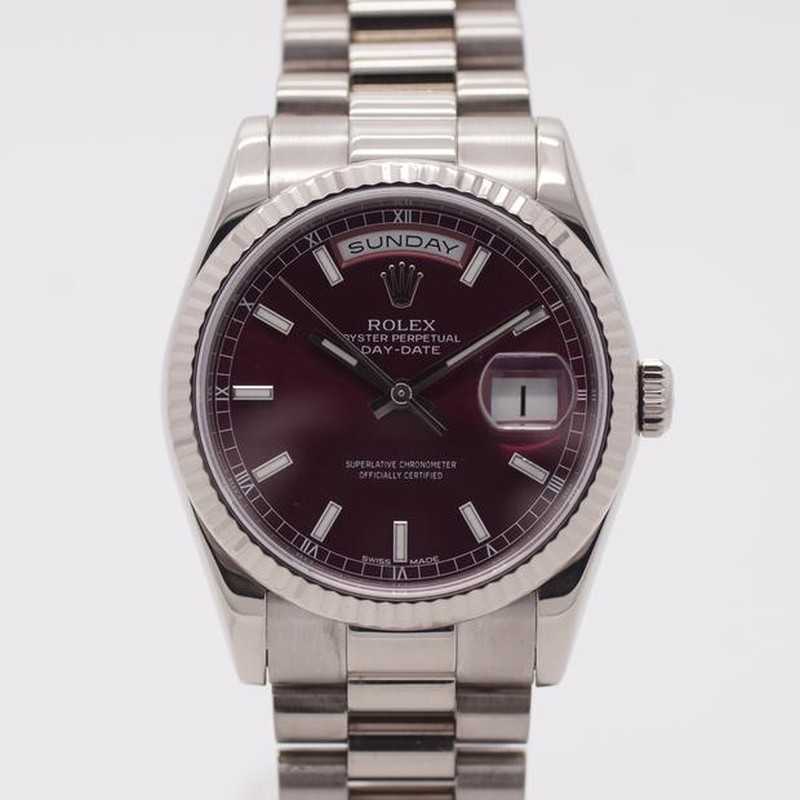 RLX Day-Date 36 Cherry Red Dial Platinum