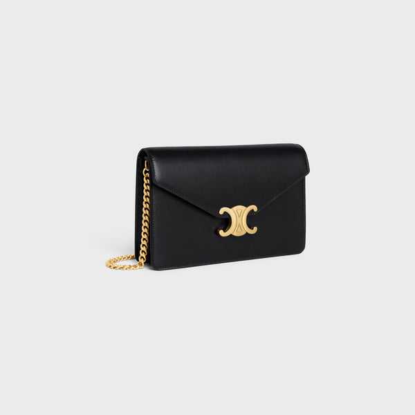 POCHETTE AVEC CHAÎNE MARGO VEAU BRILLANT NOIR