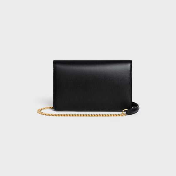 POCHETTE AVEC CHAÎNE MARGO VEAU BRILLANT NOIR