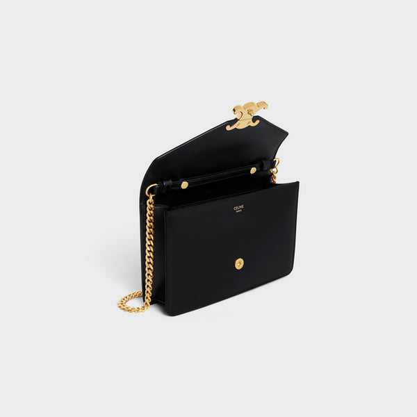 POCHETTE AVEC CHAÎNE MARGO VEAU BRILLANT NOIR