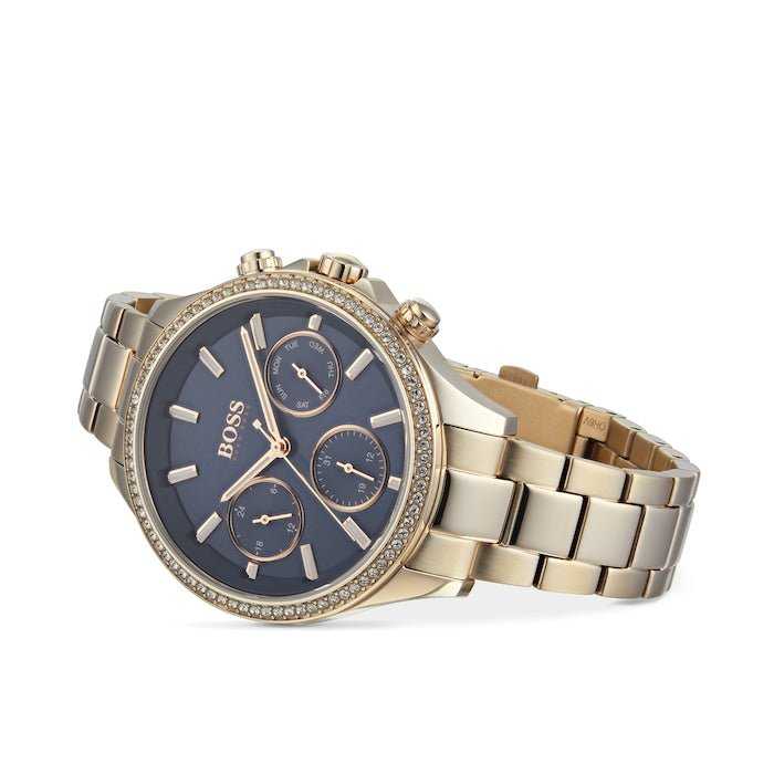 Hûgô Bôss Women’s Blue Dial Ionic Plated Carnation Gold