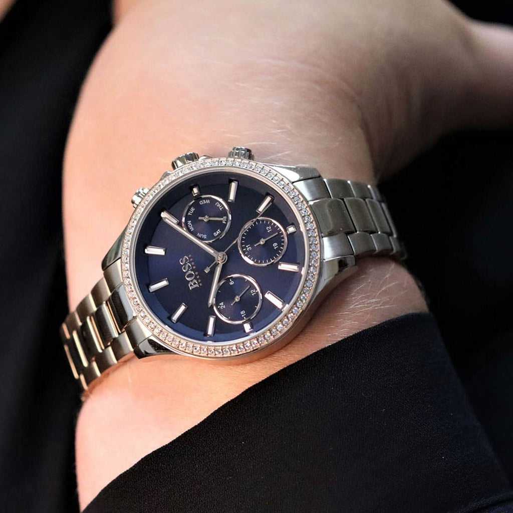 Hûgô Bôss Women’s Blue Dial Ionic Plated Carnation Gold
