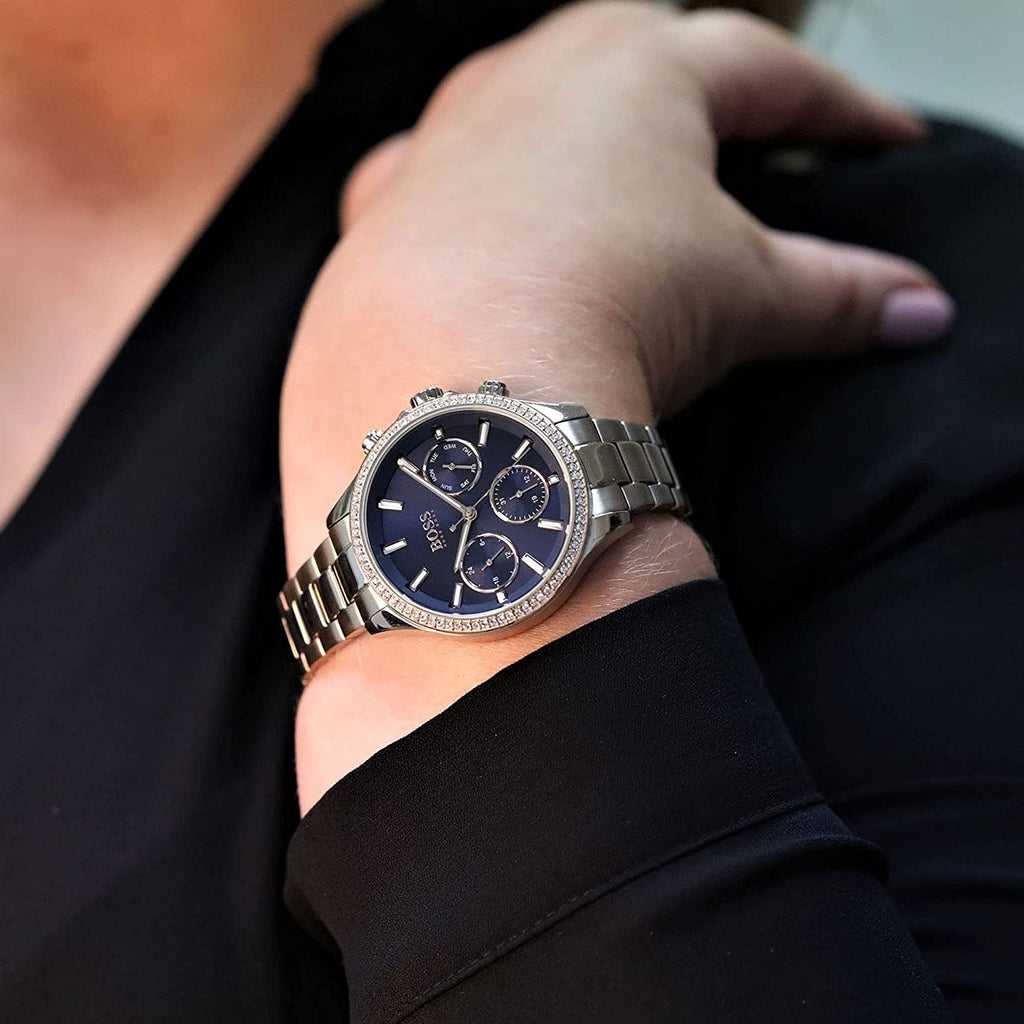 Hûgô Bôss Women’s Blue Dial Ionic Plated Carnation Gold