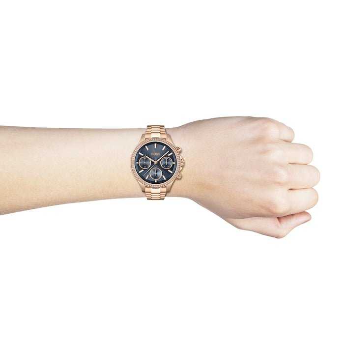 Hûgô Bôss Women’s Blue Dial Ionic Plated Carnation Gold