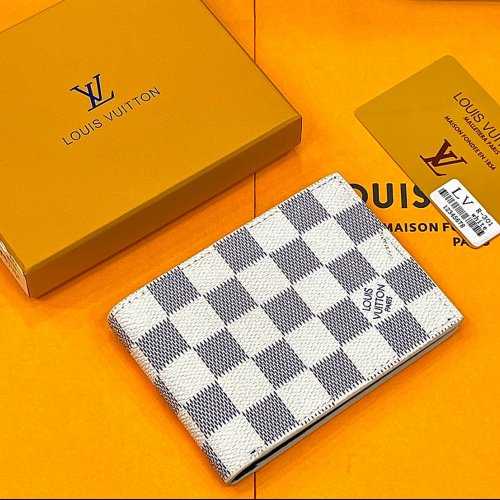 Lv Men Wallet With White Check Design