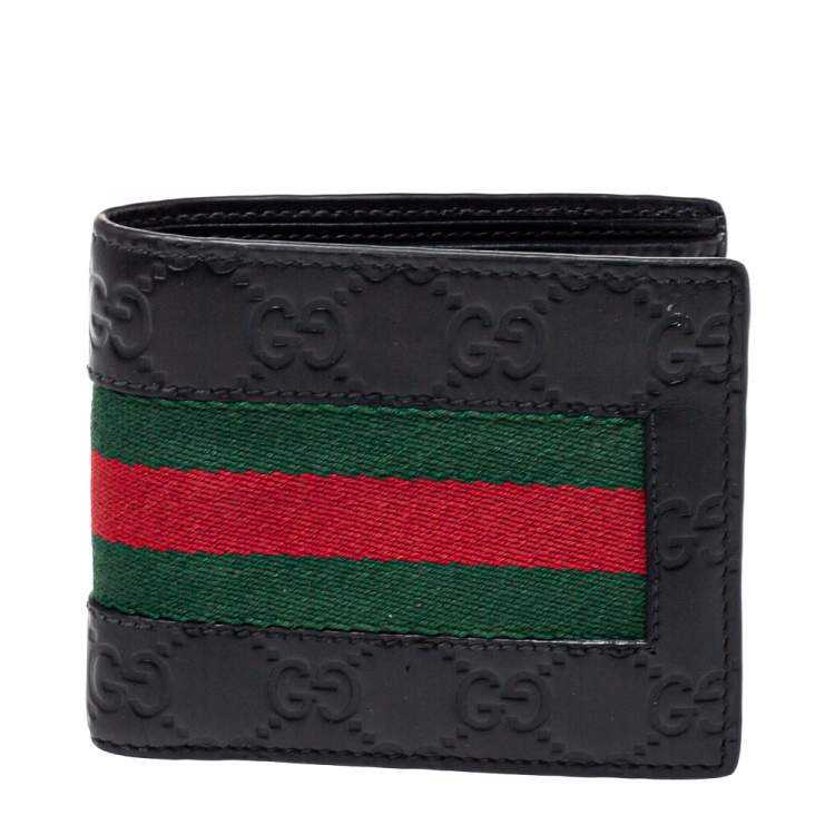 GG Black Guccissima Web Bifold Wallet