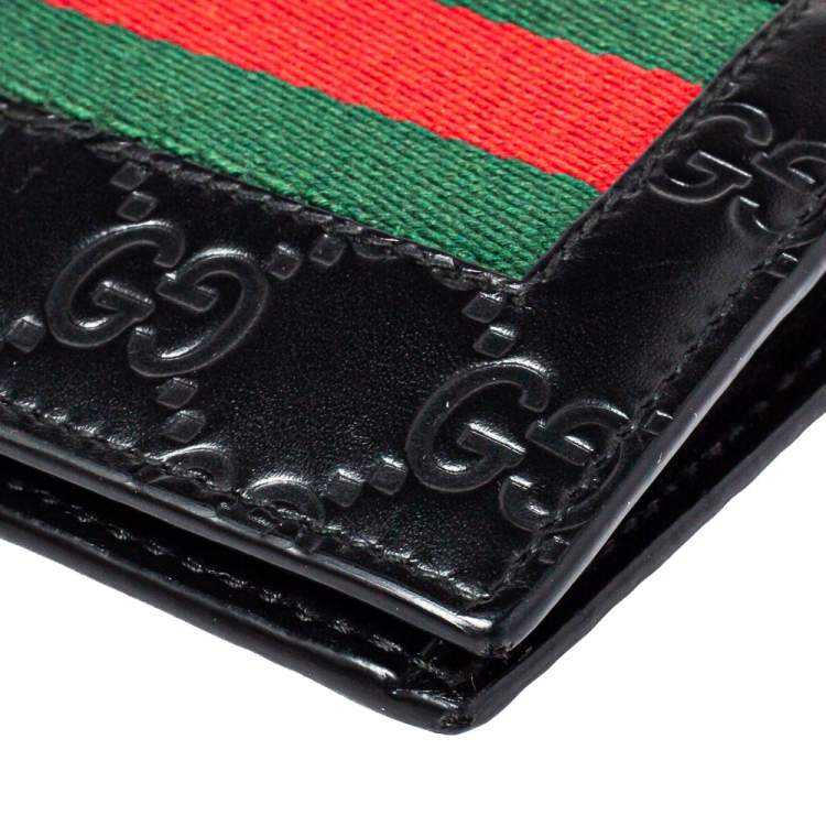 GG Black Guccissima Web Bifold Wallet