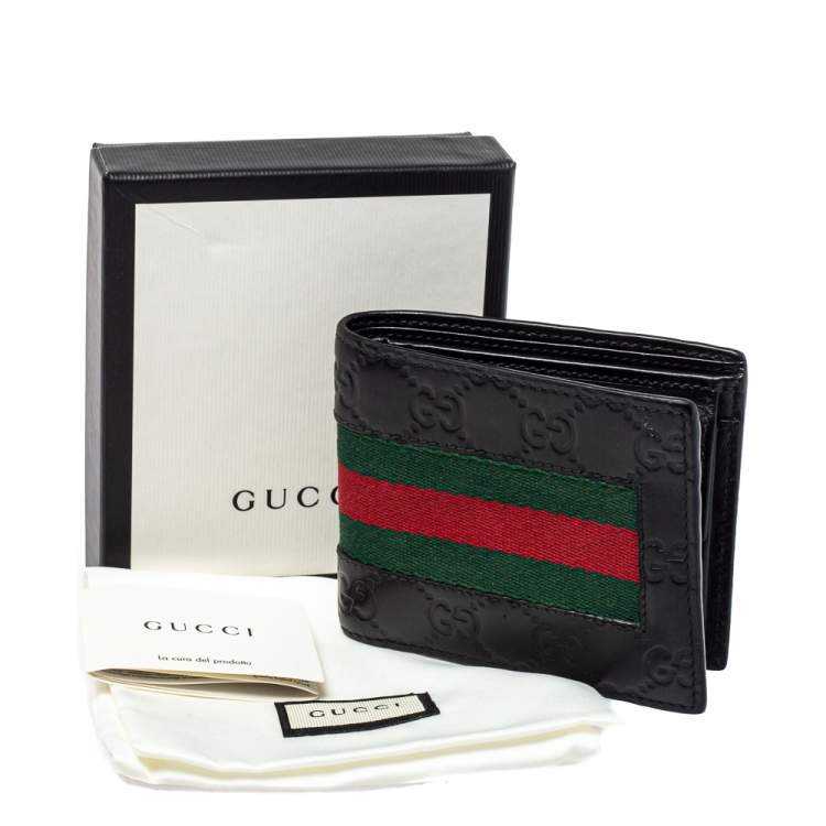 GG Black Guccissima Web Bifold Wallet