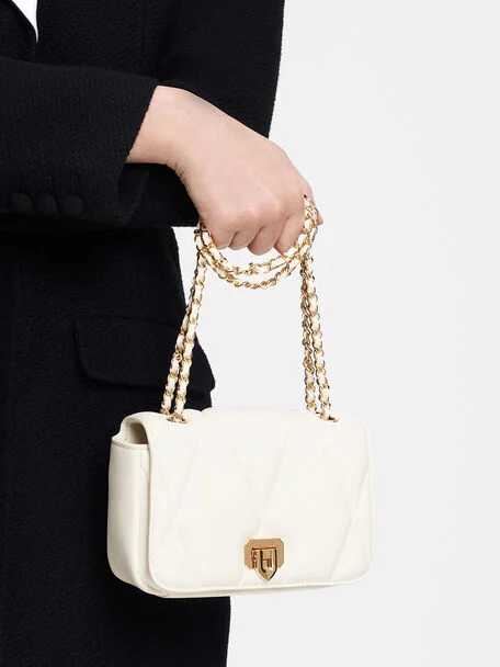 Arwen Quilted Shoulder Bag - White