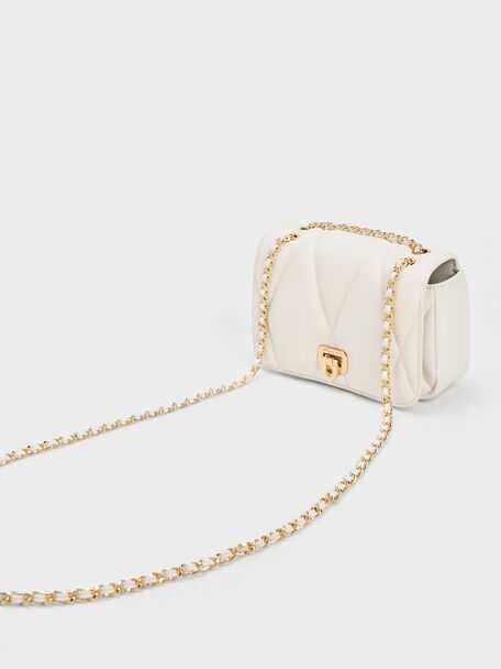 Arwen Quilted Shoulder Bag - White