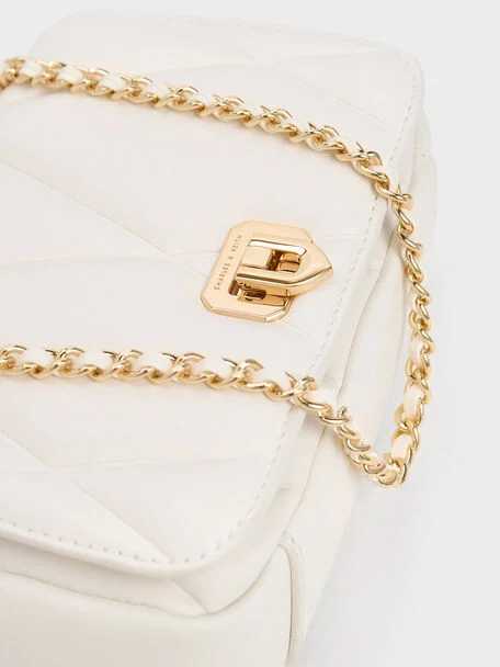 Arwen Quilted Shoulder Bag - White