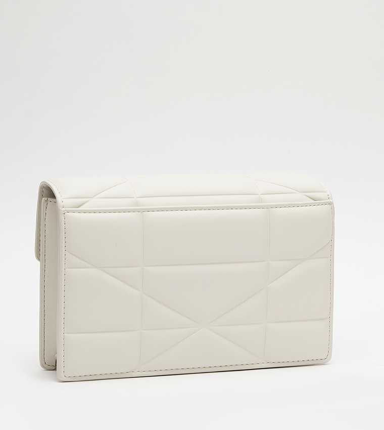 Blanche Chevron Chain-Strap Clutch - White