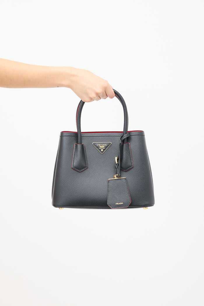 Pr@da
Black Saffiano Leather Double Mini Bag