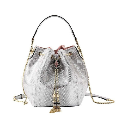 Eldora Genuine Cow Leather Bucket Bag Pink 77188