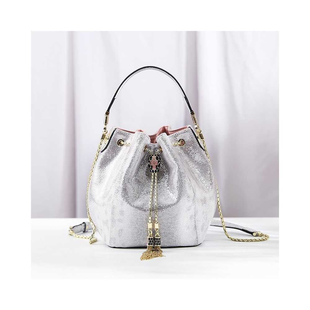 Eldora Genuine Cow Leather Bucket Bag Pink 77188