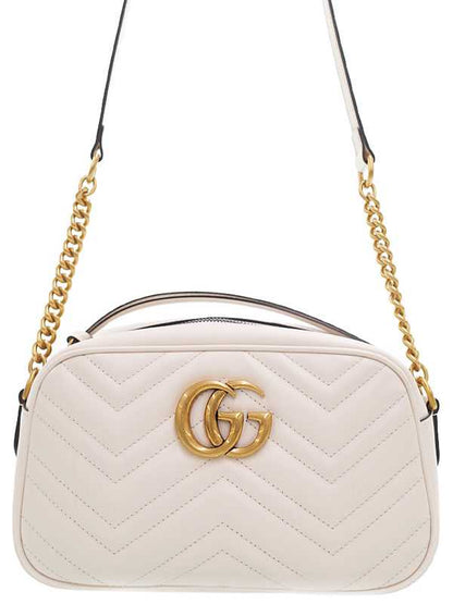 GG Marmont Quilted Small Shoulder Bag Ivory