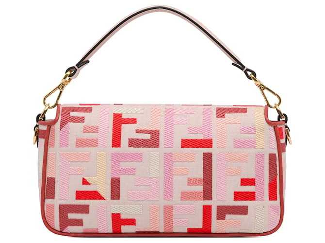 Fêndï Sac à main Baguette brodé Zucca Fendi rose