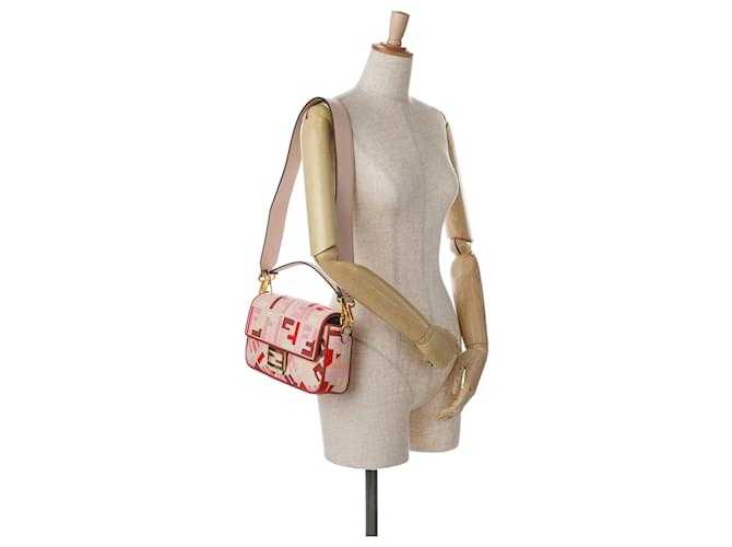 Fêndï Sac à main Baguette brodé Zucca Fendi rose
