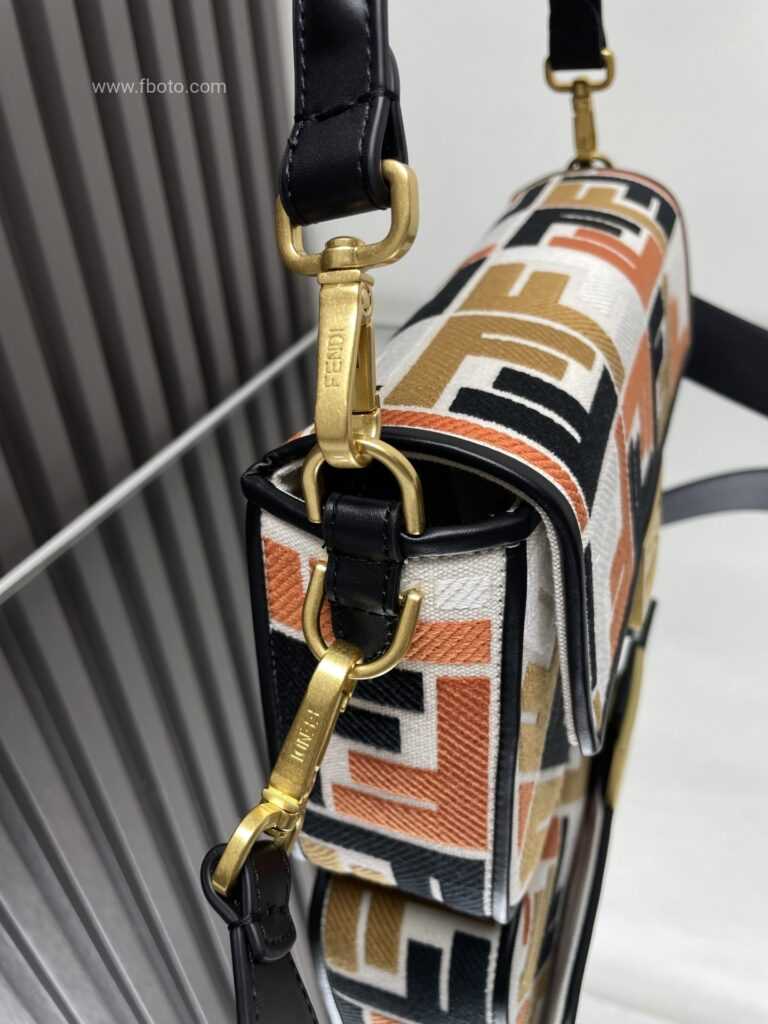 Fêndï Medium Baguette Bag In FF Motif Canvas Multicolor