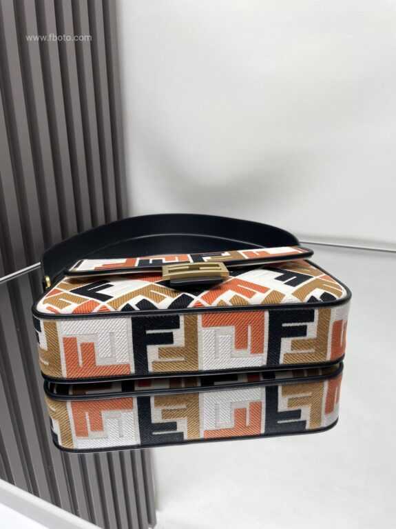 Fêndï Medium Baguette Bag In FF Motif Canvas Multicolor