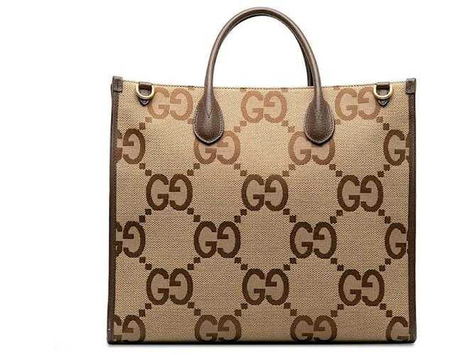 GG Jumbo GG Canvas Tote Bag Brown