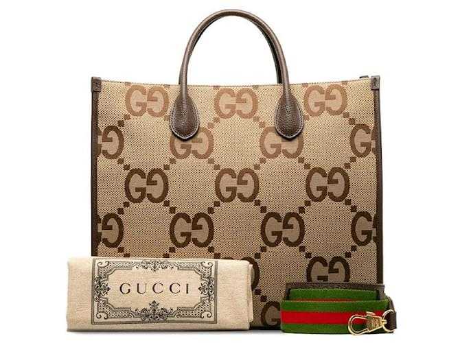 GG Jumbo GG Canvas Tote Bag Brown