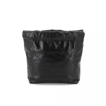 CH@NEL 22 Mini Chain Hand Shoulder Bag Leather Black