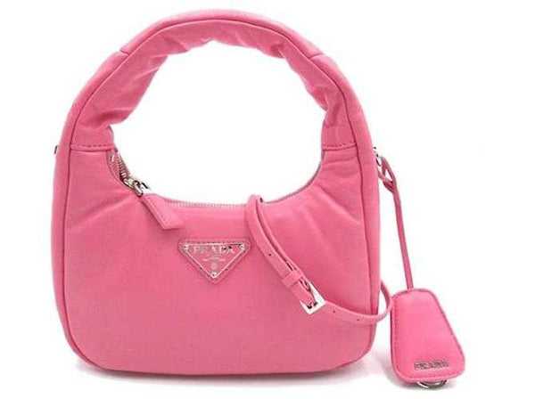 Pr@da Mini sac hobo nappa rembourré et doux Rose