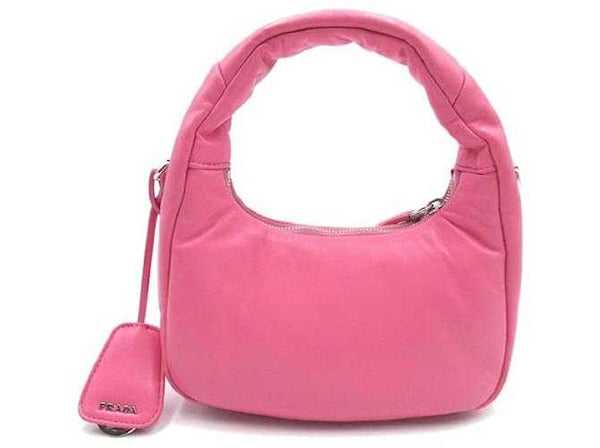 Pr@da Mini sac hobo nappa rembourré et doux Rose