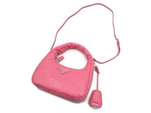 Pr@da Mini sac hobo nappa rembourré et doux Rose