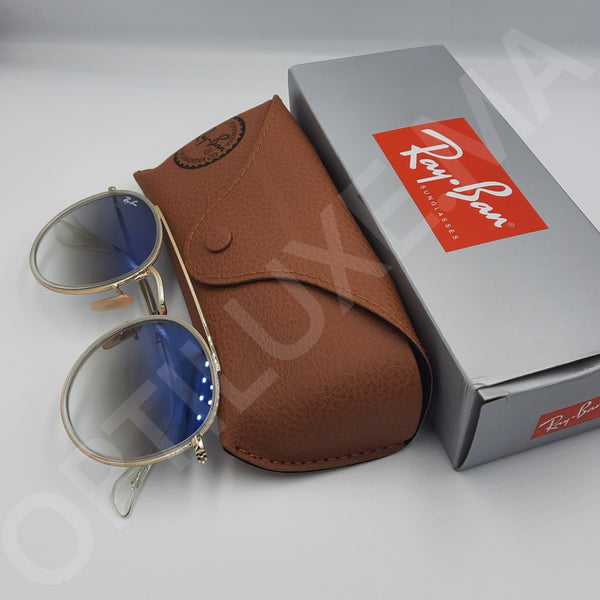 Solaires: RAYBAN RB-3647 round double bridge Gold/Bleu ciel dégradé femme et homme