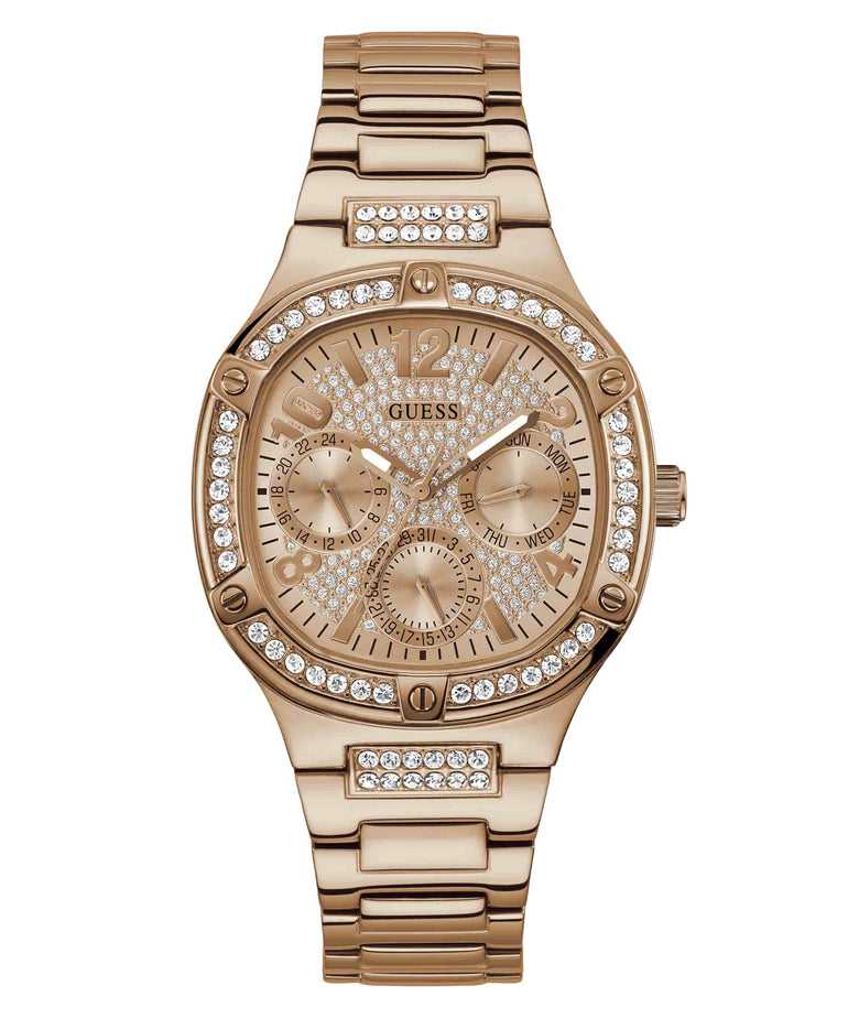 Guess Duchess Rose Gold Dial Square Case Multi Function Women Watch