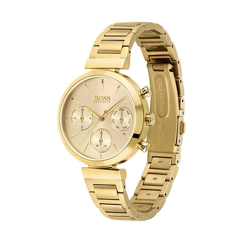 Hugo Boss Flawless Gold Dial Gold Steel Strap Watch pour femme -