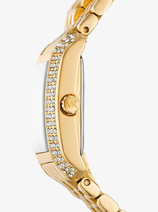 MK Petite Emery Pavé Gold-Tone Double Wrap Watch