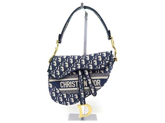 Di*r NEUF SAC A MAIN DI*R SADDLE TOILE OBLIQUE BLEU PORTE EPAULE CANVAS BAG Bleu Marine