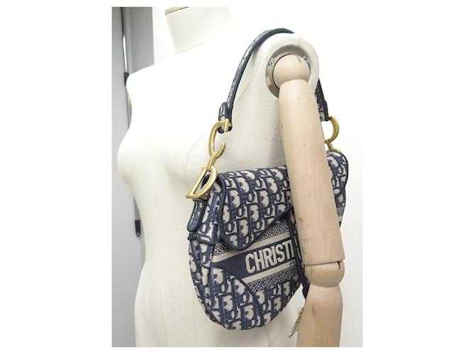 Di*r NEUF SAC A MAIN DI*R SADDLE TOILE OBLIQUE BLEU PORTE EPAULE CANVAS BAG Bleu Marine