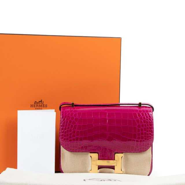 HRMS Constance 18 Mini Rose Pourpre Crocodile Niloticus GHW