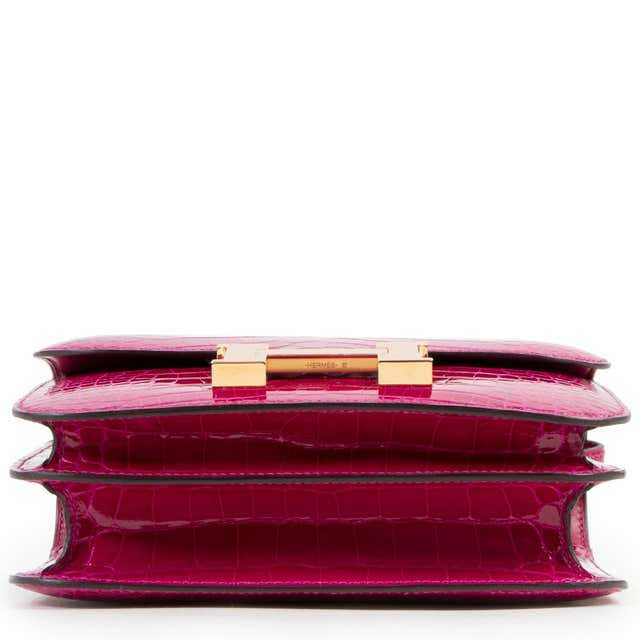 HRMS Constance 18 Mini Rose Pourpre Crocodile Niloticus GHW