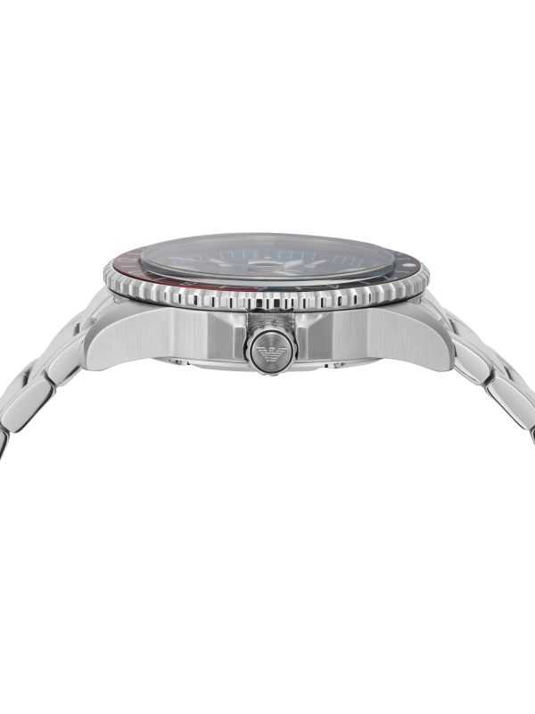 Empôriô Arm@ni Men’s GMT Dual Time Silver Stainless Steel