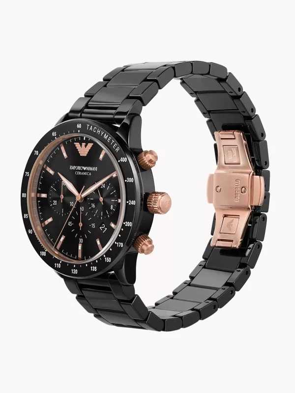Empôriô Arm@ni Men’s Black Ceramica Chronograph Watch
