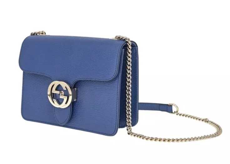 GG dollar veau bleu chaîne verrouillable sac à main