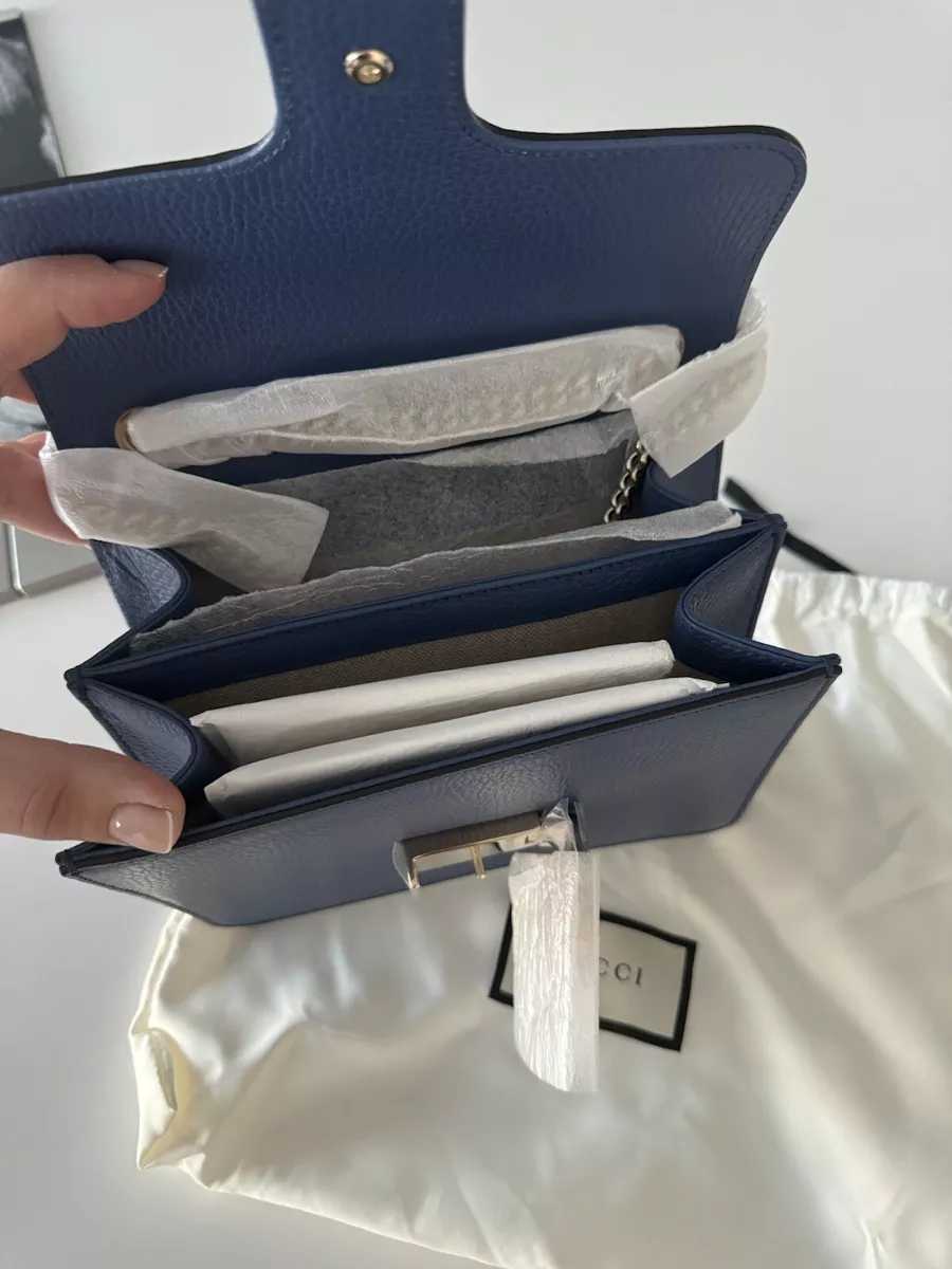 GG dollar veau bleu chaîne verrouillable sac à main