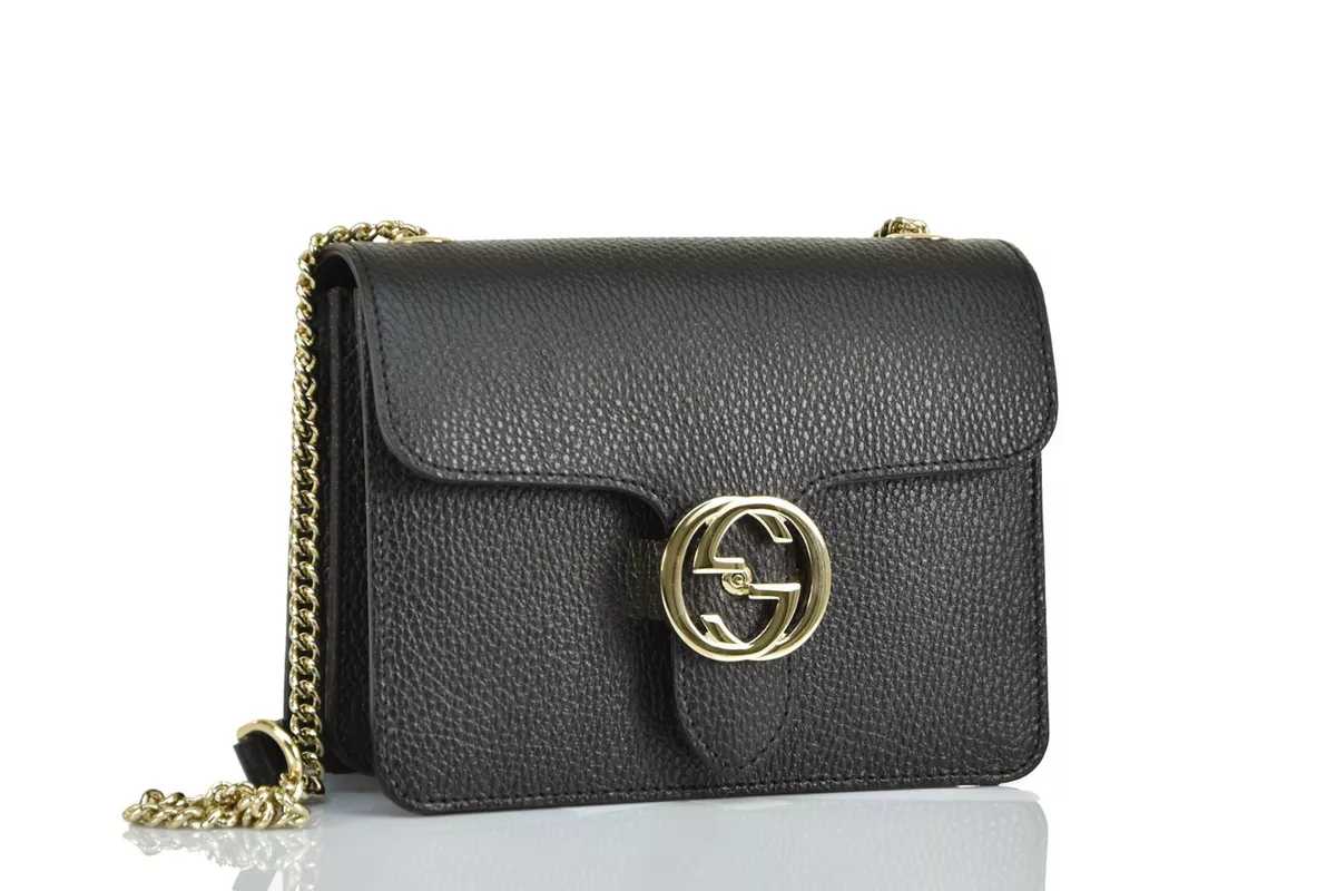 GG Borsa a Mano Nera Donna Pelle Dollar Calf Logo Mod.