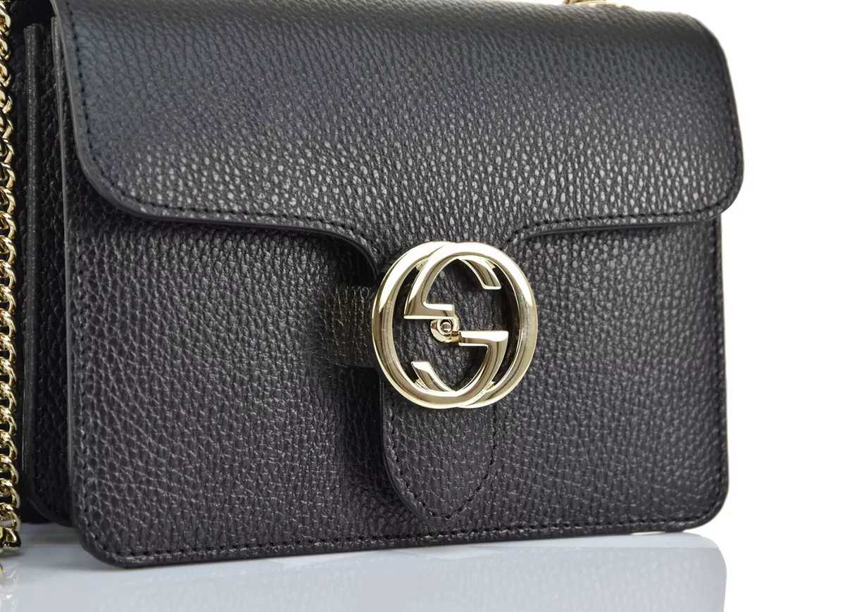 GG Borsa a Mano Nera Donna Pelle Dollar Calf Logo Mod.
