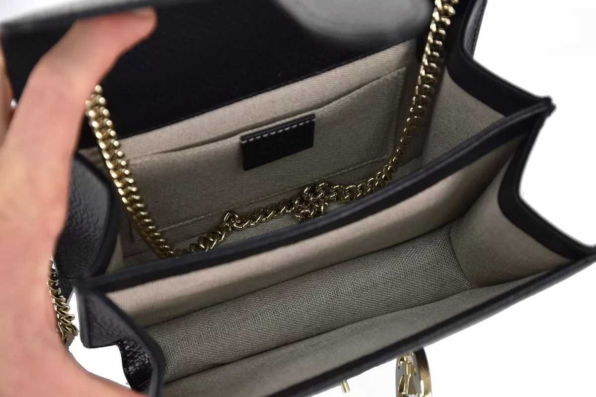 GG Borsa a Mano Nera Donna Pelle Dollar Calf Logo Mod.