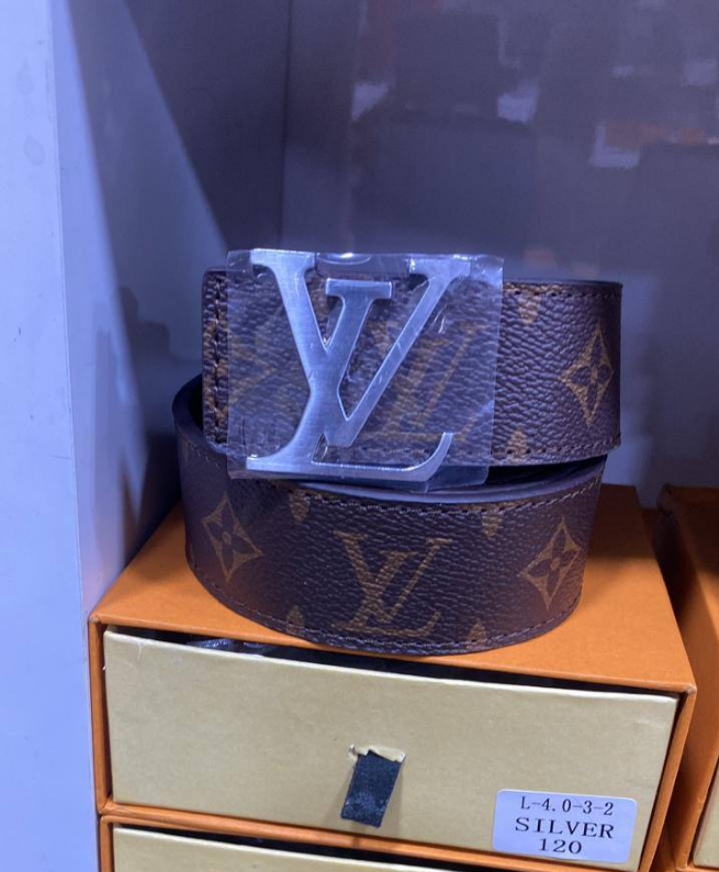 LV Monogram Canvas LV Silver Buckle Reversible Belt Brown