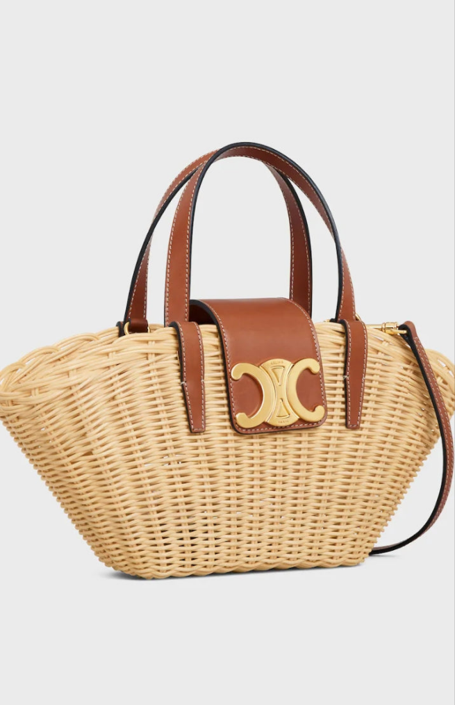 CÊlÏNÈ TEEN COUFFIN in WICKER AND NATURAL CALFSKIN