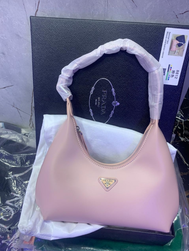 Pr@da Sac à main baguette pour femme en cuir