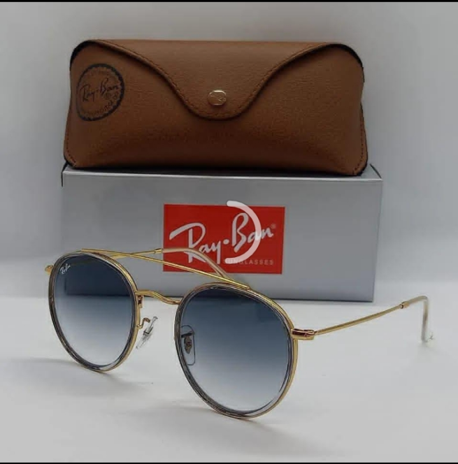 Solaires: RAYBAN RB-3647 round double bridge Gold/Bleu ciel dégradé femme et homme