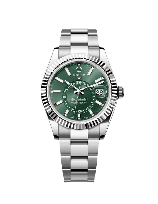 RLX Sky-dweller Oyster Argenté Vert